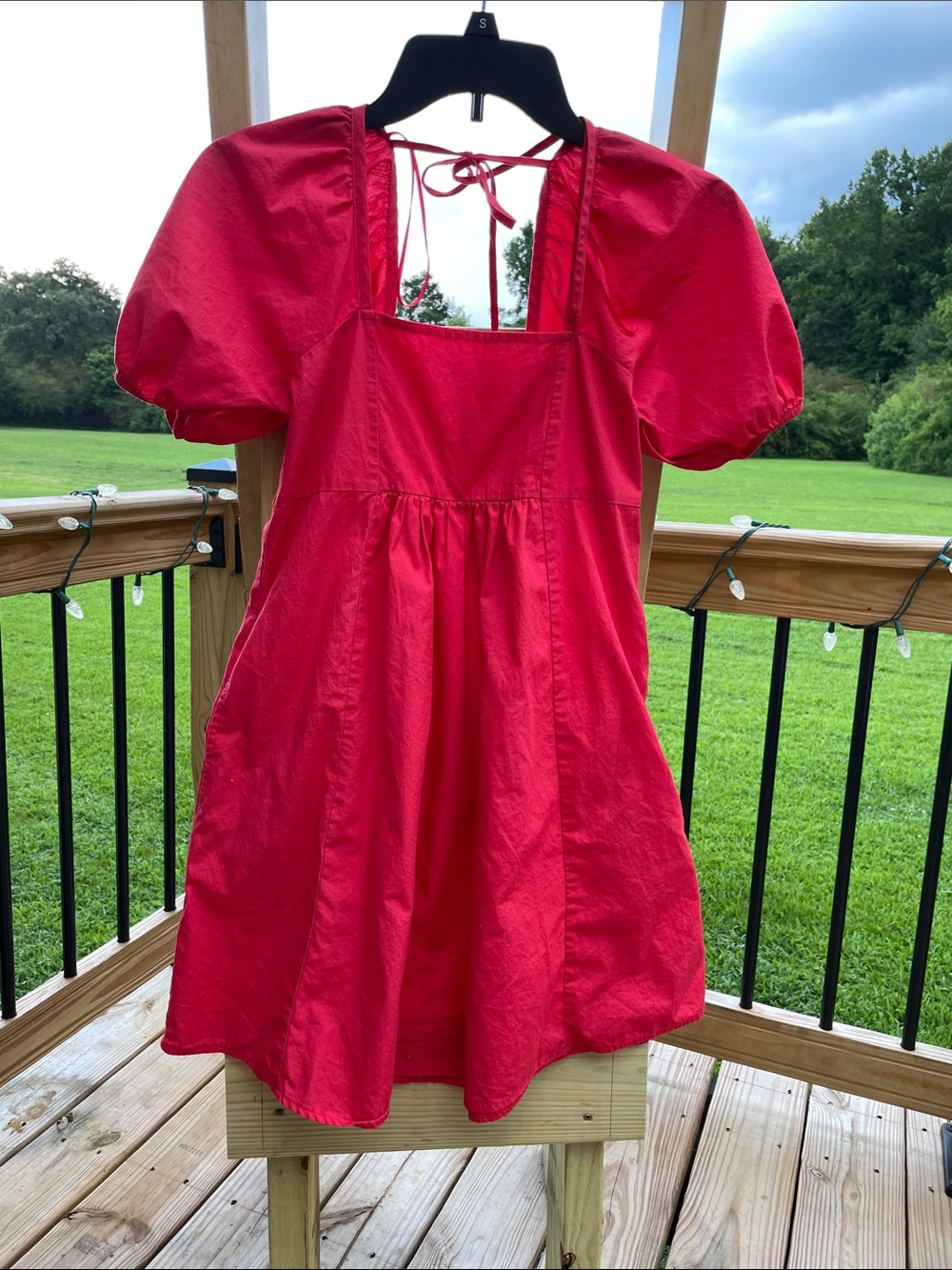 Draper James Bright Red Puff Sleeve Mini Dress